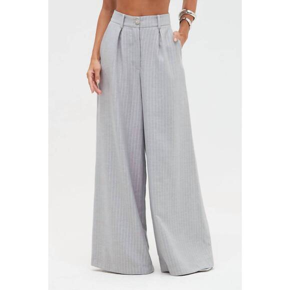 PATBO Pants - NEW PATBO metallic pinstripe pant in grey multi